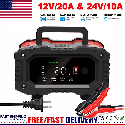 20A Smart Car Battery Charger Maintainer 12V 24V LiFePO4 AGM GEL Trickle Charger • $42.99