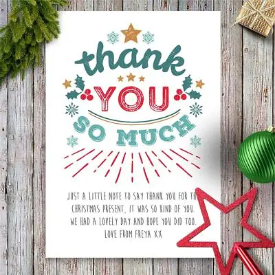 £4.99 • Buy 10 Personalised Christmas Thank You Cards Notes Xmas With Envelopes