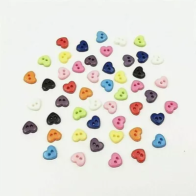 Pkg Of 50 TINY HEART 2-hole Plastic Buttons 1/4  (6mm) Scrapbook Craft (557) • $3.55
