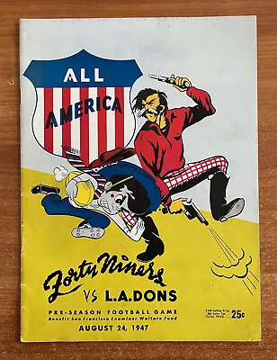 1947 Los Angeles Dons @ San Francisco 49ers Aafc Afl Nfl Football Program • $54