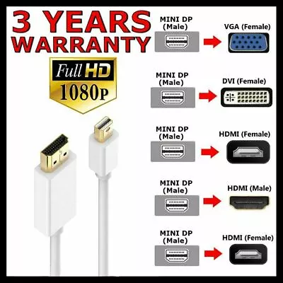 Mini DisplayPort DP To HDMI VGA DVI Adapter TV Cable For MacBook Air Thunderbolt • $5.99