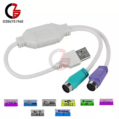$2.33 • Buy Female To USB Male Dual PS2 Converter Adaptor Cable F/M For Mouse Keyboard