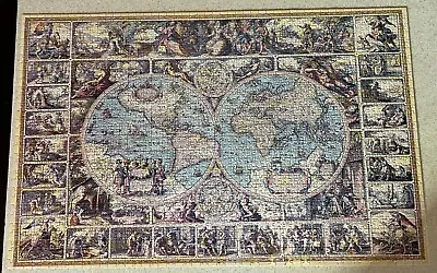 ANTIQUE WORLD MAP (Vintage FX Schmid) -- 1500 Piece Jigsaw Puzzle -- Complete • $22.49