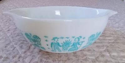 Vintage Pyrex Amish Butterprint #443 Turquoise 2 1/2 Quart Cinderella Bowl • $35