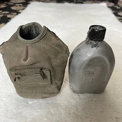 WW2 US A.G.M.Co 1945 Water Canteen With Fabric Cover • $39