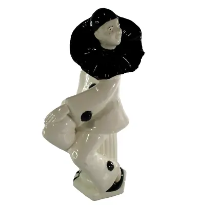Pierot Clown Vintage Sitting Figurine Ceramic White+Black Tears 26cm Tall 1980s • $17.75