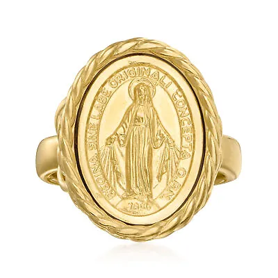 Ross-Simons Italian 18kt Gold Over Sterling Miraculous Medal Frame Ring • $129