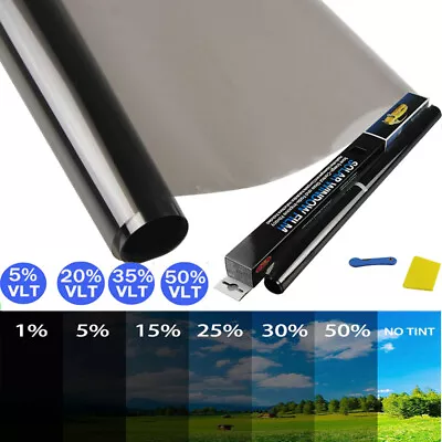 Window Tint Film Black Roll VLT 5% 15% 25% 35% 50% Car Home 50cmX3m Tinting Tool • $16.98