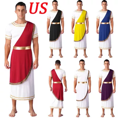 US Mens Ancient Greek Roman Caesar Toga Gods Cosplay Costumes Halloween Dress Up • $21.57