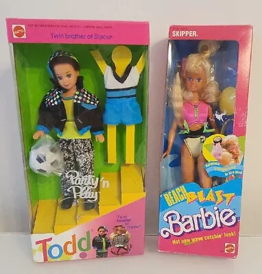 VTG Beach Blast Skipper Barbie & Todd Twin Brother Of Stacie Party & Play Doll • $71.99