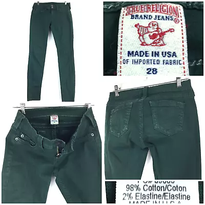 True Religion Womens Sz 28(30-32 In Waist) Green Stretch Casey Tapered Leg Jeans • $52.63