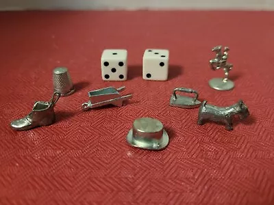 Vintage Lot Of Monopoly Replacement Tokens & Dice Game Pieces Thimble Iron Dog • $8