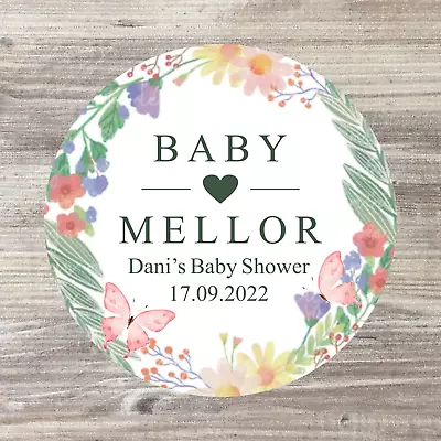 48 X Boho Baby Shower Stickers   Personalised Babyshower Favour   Baby Name • £3.50