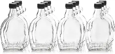 12Oz Glass Maple Syrup Bottles With Loop Handle & Tamper Evident Lids Case Of 12 • $37.50