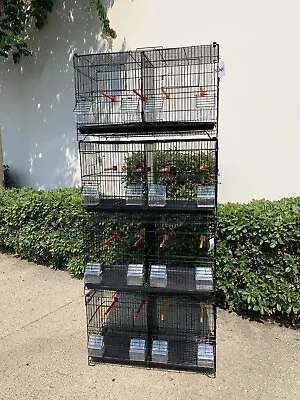 Set Of 4 Stackable Breeding Bird Cage For Canary Finch Black • $109.99