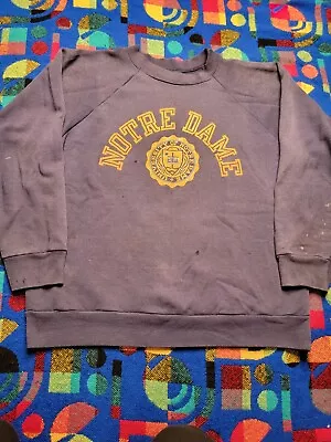 Vintage University Of Notre Dame 80s Champion Sweatshirt Crewneck Size Med Usa • $25