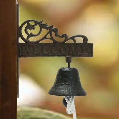 Vintage Rustic Solid Metal Cast Iron Hanging Wall Mounted Welcome Home Door Bell • $47.21