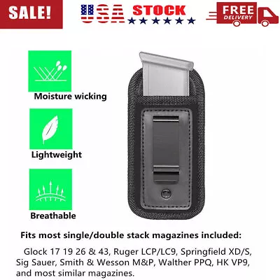 Tactical Concealed Magazine Holster Pouch For Glock 19 17 26 43 9mm Mags Bag • $8.39