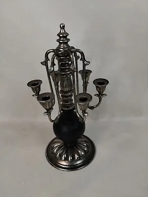 Vintage Candle Holder Candelabra Metal Wood And Metal Home Decor Ornate  • $31.20