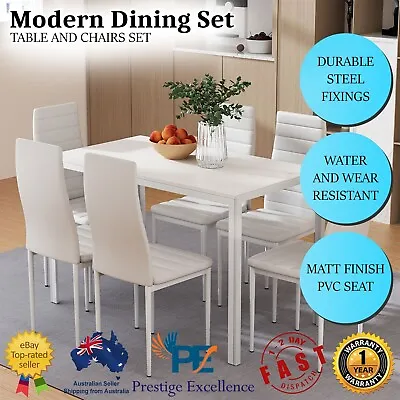 $388.19 • Buy Dining Table And Chairs Set 6 Seater Modern Wooden Top Kitchen Furniture White