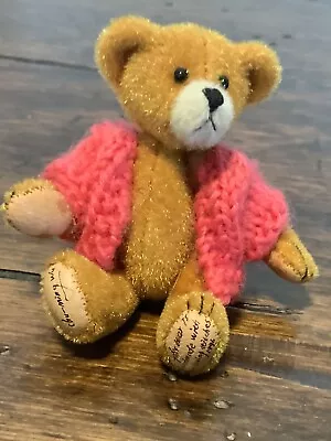 Cute Chung Ming Wu Little Gem Teddy Bear Handcrafted Pink Sweater • $13.99