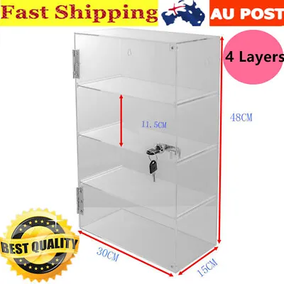 4-Layer Clear Acrylic Display Cabinet Display Case Shop Cabinet Stand With Lock • $137.69