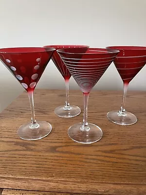 Mikasa Ruby Cheers Martini Glasses • $45