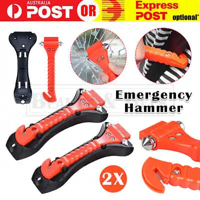 2x Car Emergency Hammer Window Glass Breaker Seat Belt Cutter Safety Escape Tool • $17.49
