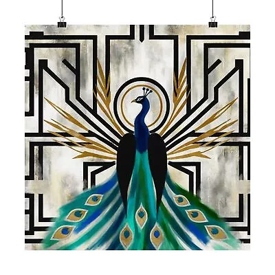 Matte Square Poster Wall Art Art Deco Peacock Elegance Vintage Style Home Decor • $24