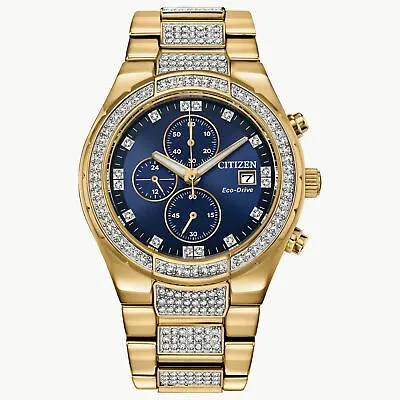 Citizen Eco-Drive Men's Crystal Accents Chronograph Watch 42MM CA0752-58L • $205.99