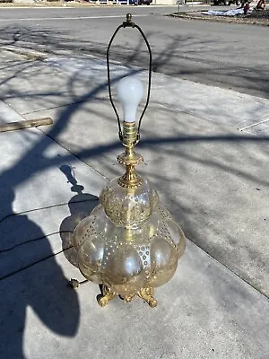 Vintage 1972 EF & EF Mid Century Glass 3-Way Lamp Hollywood Regency 145-4-5X • $145