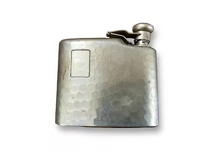 Vintage English Pewter Flask Small 3” Silver Tone Worn • $25.50