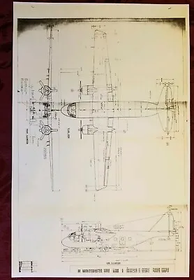 $9.95 • Buy Chase YC-122 Transport General Arrangement 3-View Blueprint 11  X 17  Card Stock