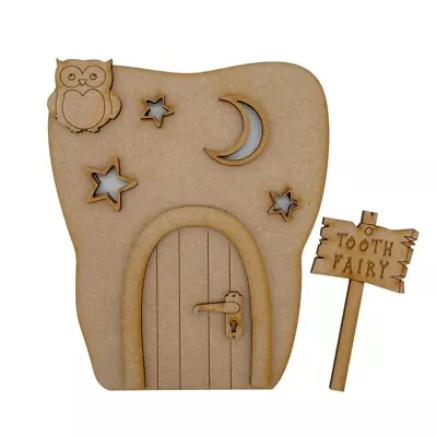 3D Wooden MDF Fairy Door Craft Kit Plain Blank Ready To Decorate  CODE KIT TOOTH • £5.95