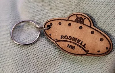 Roswell New Mexico  Ufo Alien Wood Keychain.  E 338 • $12