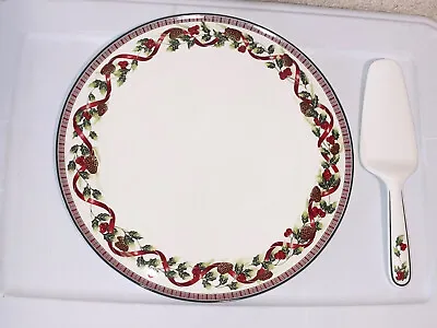 Minton St. James Bone China Christmas Cake Plate & Spatula - Set Of 2 - England • $39.99