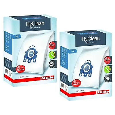 £23.99 • Buy 8 X Genuine MIELE GN HyClean 3D Vacuum Cleaner Hoover DUST BAGS & 4 X Filters
