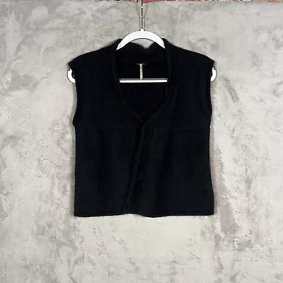 Free People Rabbit Hair Vest Womens Size Medium Black Open Front • $21.68