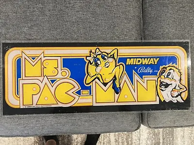 Vintage 1981 Midway Bally Ms. Pac-Man Arcade Game Marquee Sign 9  X 23  • $50