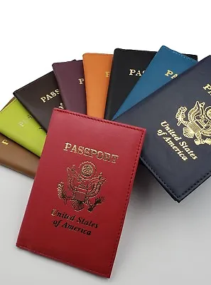AG Wallets Leather US Passport Cover ID Holder Wallet Travel Case Handmade New • £13.61