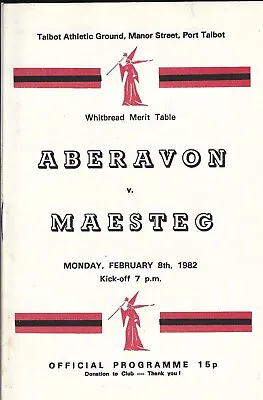 Aberavon v Maesteg 8 Feb 1982 RUGBY PROGRAMME • £4.99