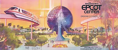 Vintage 1981 EPCOT Center Special Edition Opening Day Commemorative Ticket • $10.74