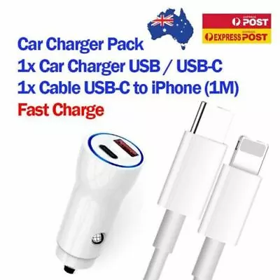 Car Charger Dual USB Adapter With USB C Cable For Apple IPhone 13 12 11 Pro Max • $16.95