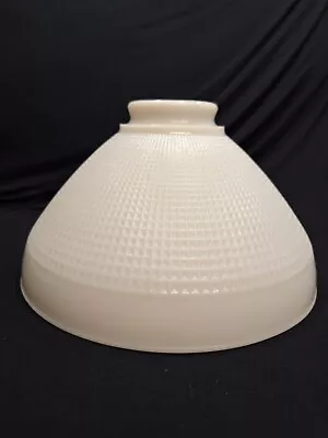 Vtg. Milk Glass Torchiere Waffle Lamp Shade White 3  Fitter Diffuser 10   824160 • $27