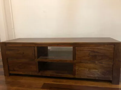 $30 • Buy URGENT SALE Solid Wood TV Entertainment Unit Cabinet Stand Sturdy Timber Drawers