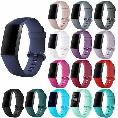 For Fitbit Charge 3 Watch Soft Silicone Replacement Band Strap Diamond-Textured • $8.69