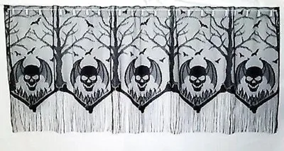 4 Way Black Lace Window Valance Bat Halloween Skull Livingroom Dining Room  • $25