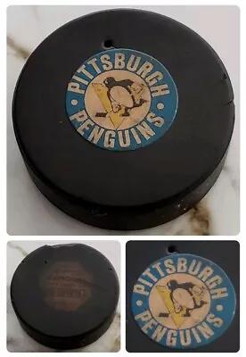 1970-73 PITTSBURGH PENGUINS NHL VINTAGE CONVERSE CCM RARE GAME PUCK 🇺🇸 Hole  • $420