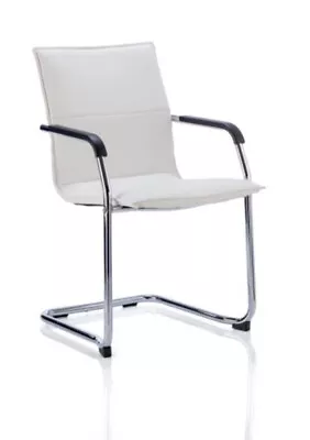 Echo Cantilever Chair White Bonded Leather With Arms • £148.14