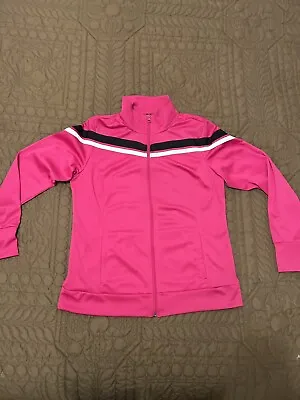 Made For Life Women's Pink/ Black Long Sleeve Full Zip Sweat Shirt Size M • $9.99